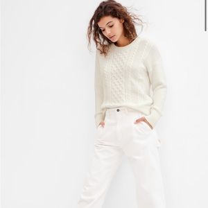 White cable knit sweater